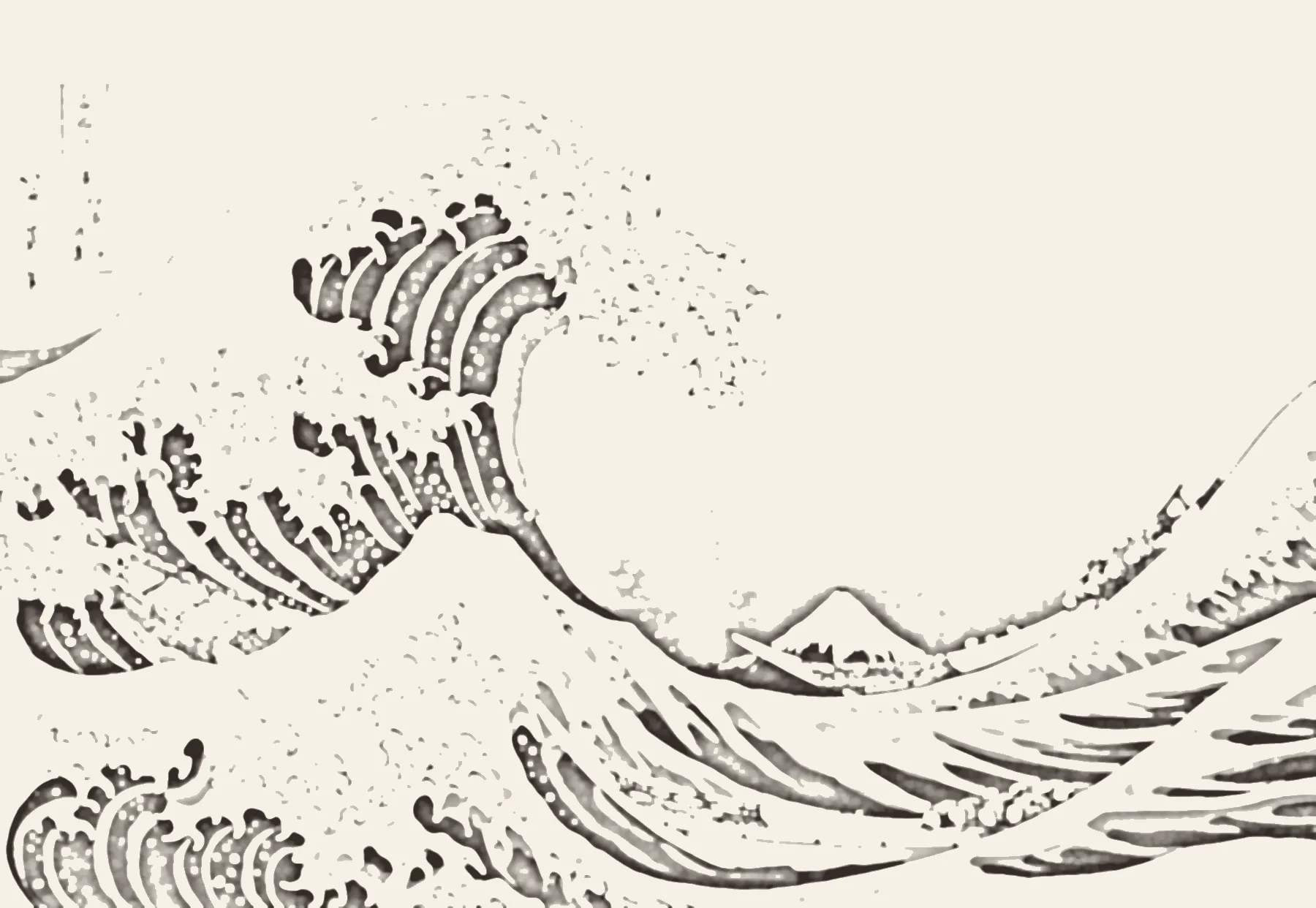 The Great Wave outline on canvas
